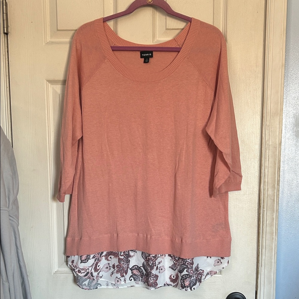 TORRID Peach Layered-Look Sweater